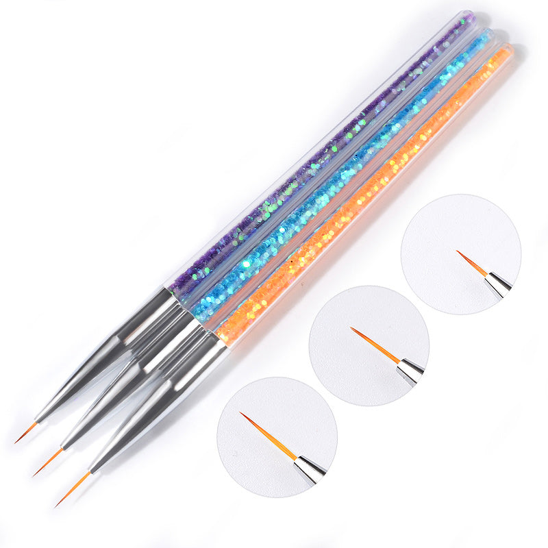 Nagelpenslar 3 pcs Nail Art Liner Borste 7/9/11mm Acrylic Liner