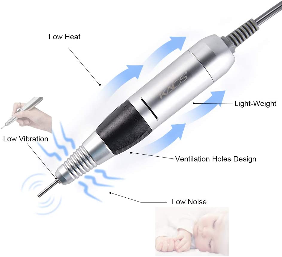 Profesjonell elektrisk neglefil for manikyr og pedikyr med fotpedal 35000 RPM