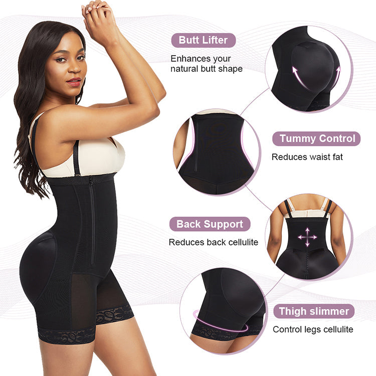 Shapewear Shorts / Bodyshaper med glidelås og skulderstropp