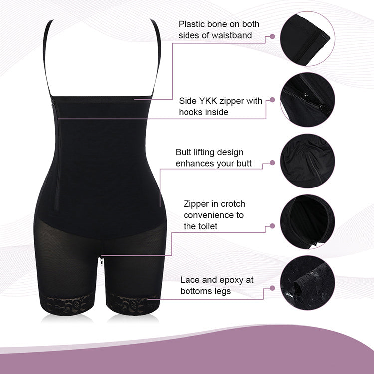 Shapewear Shorts / Bodyshaper med glidelås og skulderstropp